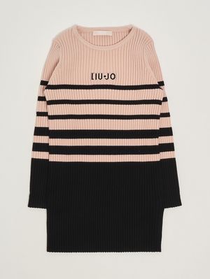 1. Abito bambina in maglia Rosa-Nero