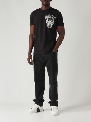 2. T-shirt uomo in jersey di cotone Nero Philipp Plein faecmtk8530pjy002n