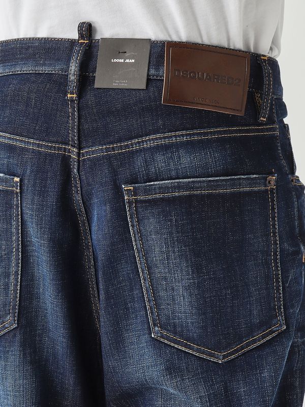 5. Vaqueros para hombre de algodón elástico con spandex Denim Oscuro Dsquared2 s74lb1715d30010