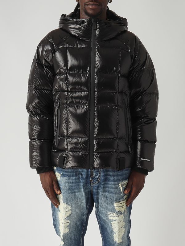 1. Veste 3D en nylon matelassé brillant pour homme Noir Dsquared2 s74am1611d35315