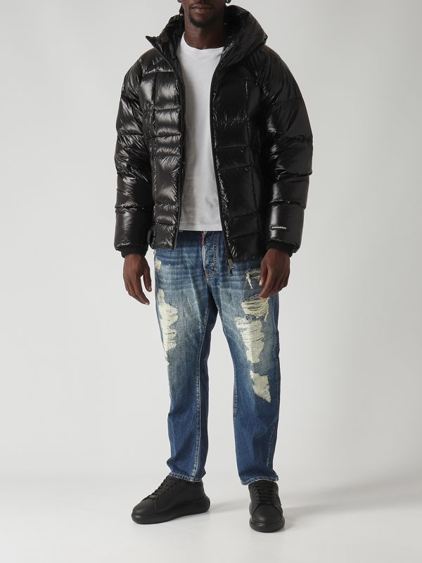 Dsquared2 3D glossy nylon quilted jacket for men - Black Dsquared2 3D glossy nylon quilted jacket for men - Black