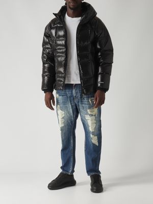 2. Veste 3D en nylon matelassé brillant pour homme Noir Dsquared2 s74am1611d35315