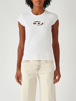 Elisabetta Franchi cotton T-shirt with rhinestones for women