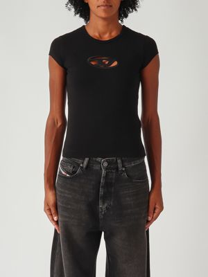 Elisabetta Franchi cotton T-shirt with rhinestones for women