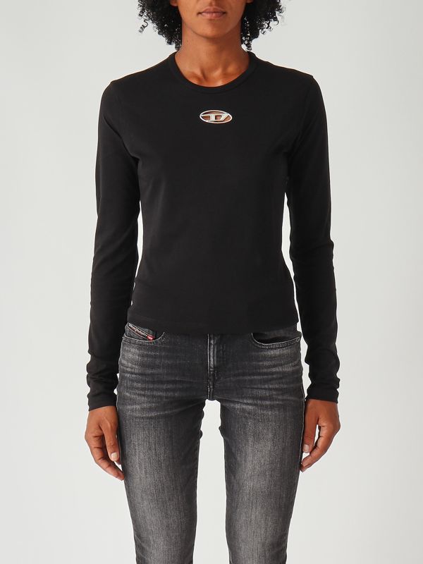 1. Top donna T-Uncutie Long in cotone Nero Diesel a194380clbr