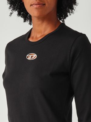 5. Top donna T-Uncutie Long in cotone Nero Diesel a194380clbr