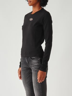 3. Top donna T-Uncutie Long in cotone Nero Diesel a194380clbr