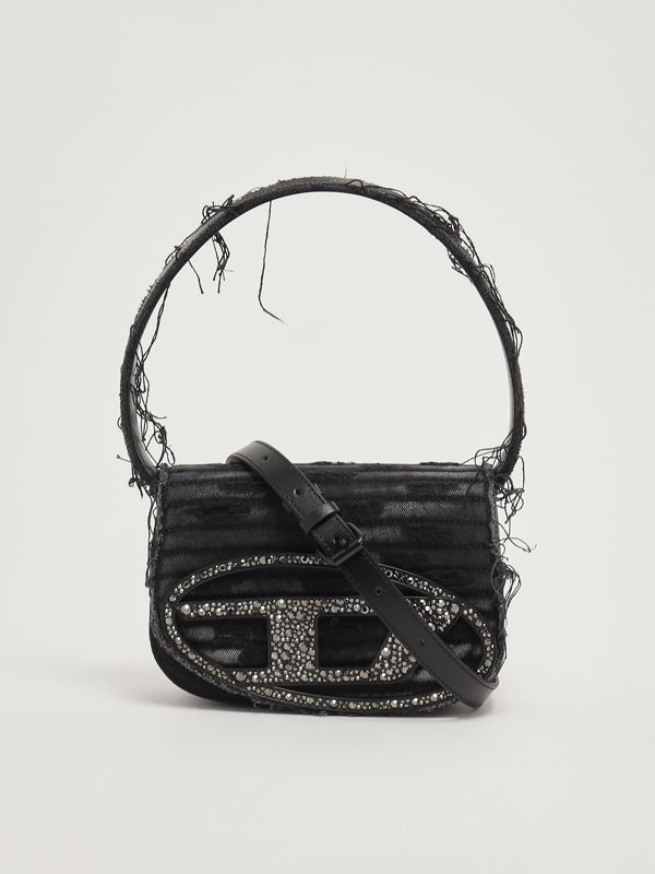 バッグ archive DIESEL Denim Studded Leather Bag Diesel 1DR denim bag for women - Black Denim | Caposerio.com