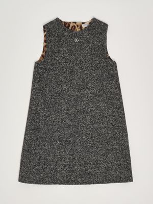 Robe en mélange de laine et cachemire extensible pour fille Gris foncé Dolce e Gabbana