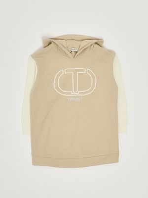 Kleid für Mädchen aus Stretch-Baumwollfleece Beige Twinset