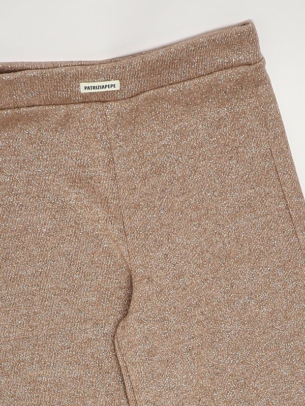 3. Girls' trousers in a viscose-lurex blend Beige Lurex Patrizia Pepe 7p0404j319