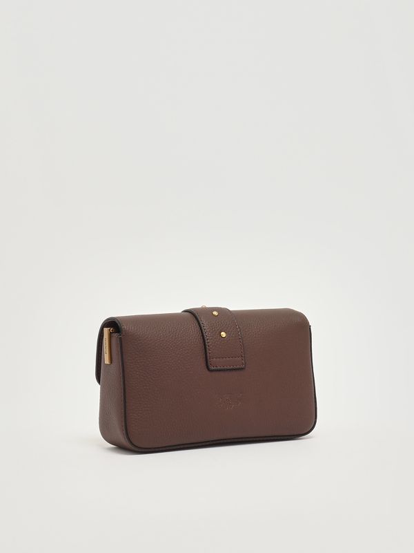 3. Love One Mini Slouchy grained leather bag for women Chocolate Pinko 104340a2ox