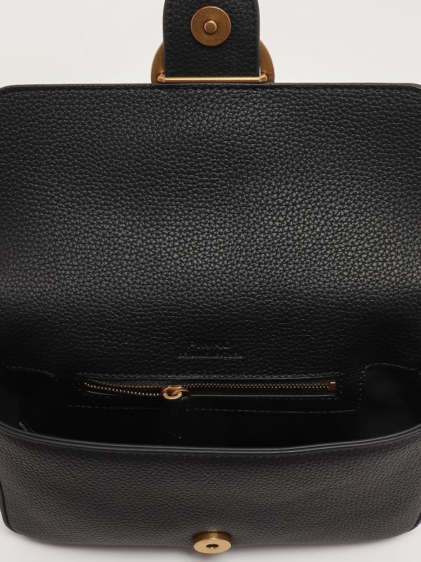 6. Love One Mini Slouchy grained leather bag for women Black Pinko 104340a2ox