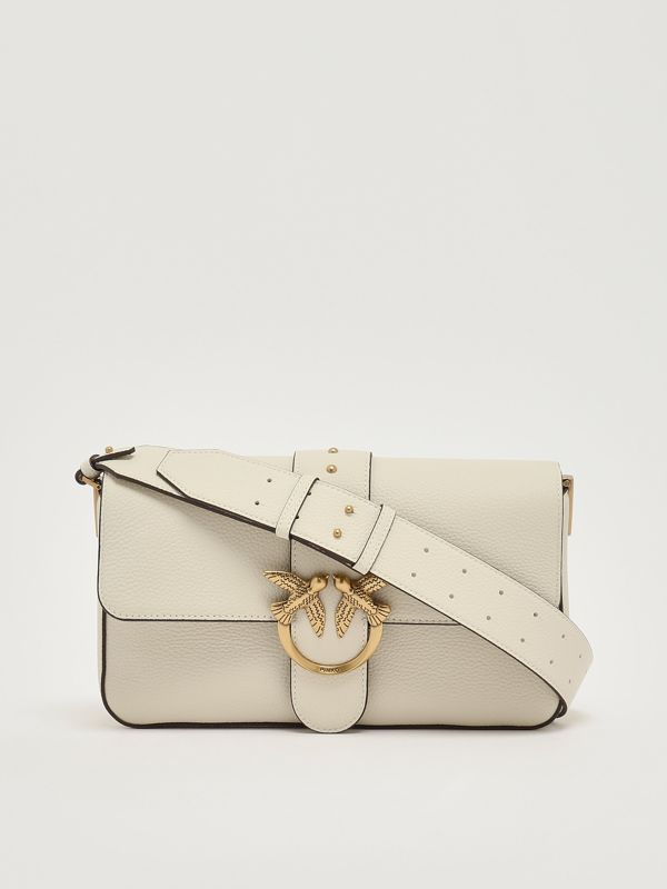 4. Love One Classic Slouchy grained leather bag for women White Pinko 104524a2ox