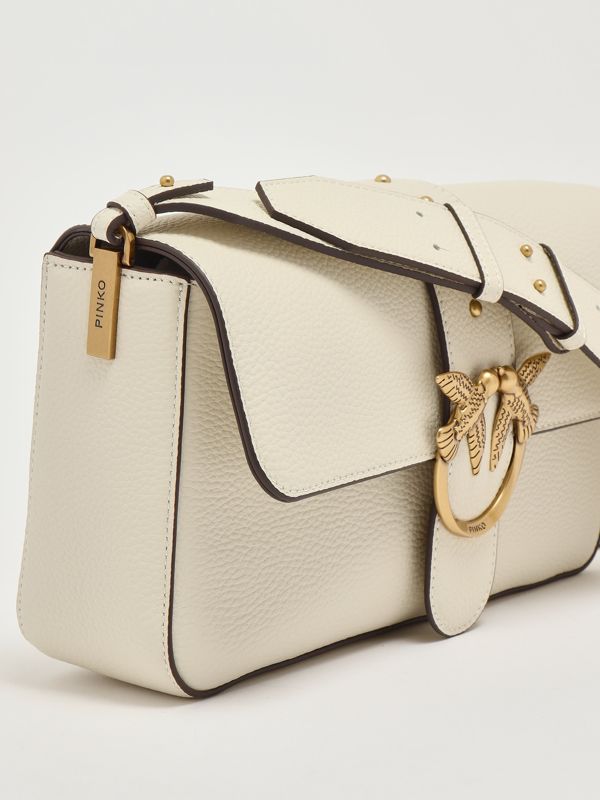 7. Love One Classic Slouchy grained leather bag for women White Pinko 104524a2ox