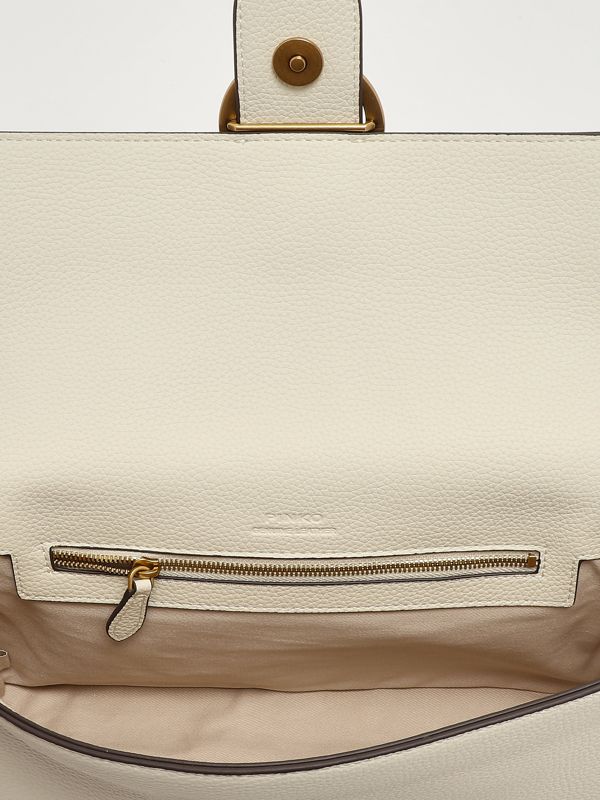 6. Love One Classic Slouchy grained leather bag for women White Pinko 104524a2ox