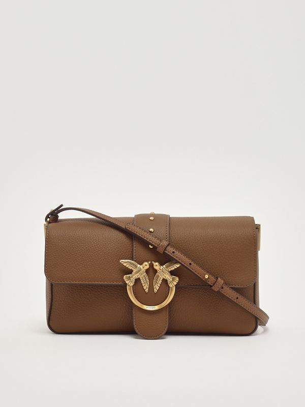 5. Love One Classic Slouchy grained leather bag for women Brown Pinko 104524a2ox