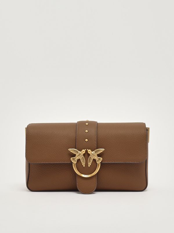 1. Love One Classic Slouchy grained leather bag for women Brown Pinko 104524a2ox