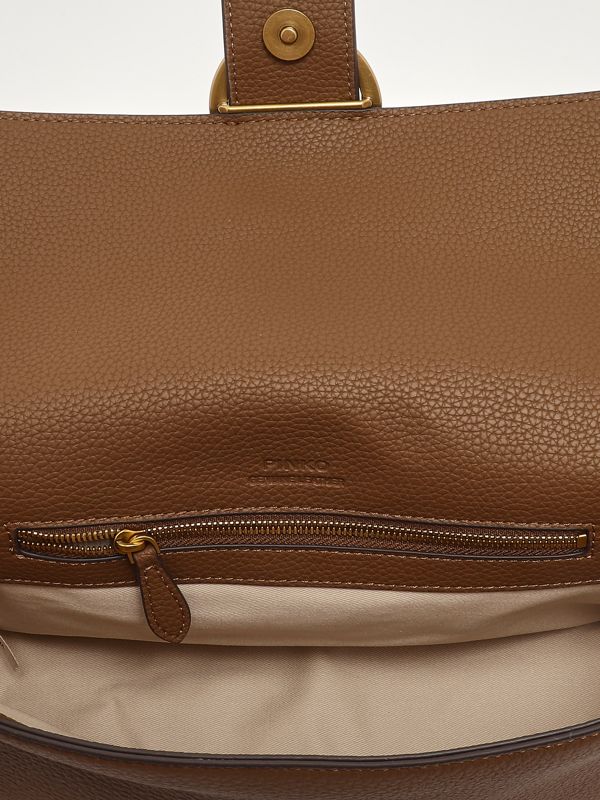 6. Love One Classic Slouchy grained leather bag for women Brown Pinko 104524a2ox