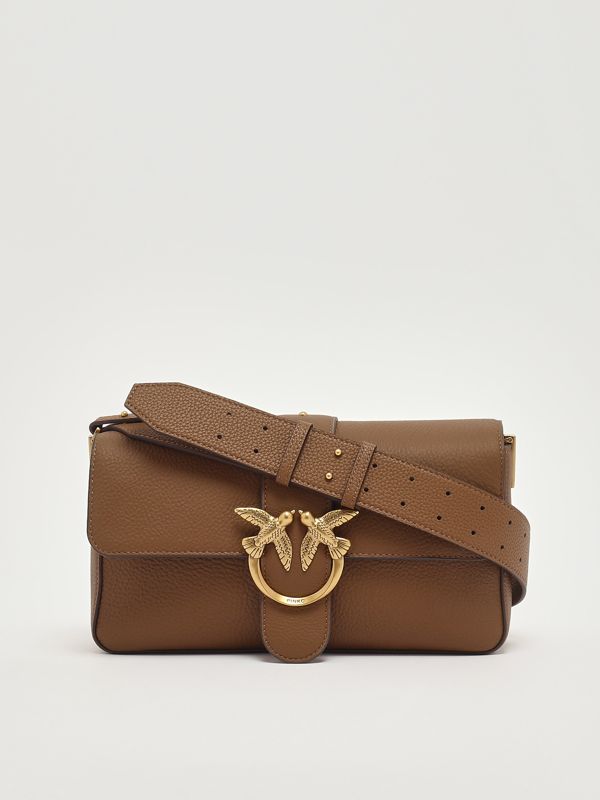 4. Love One Classic Slouchy grained leather bag for women Brown Pinko 104524a2ox