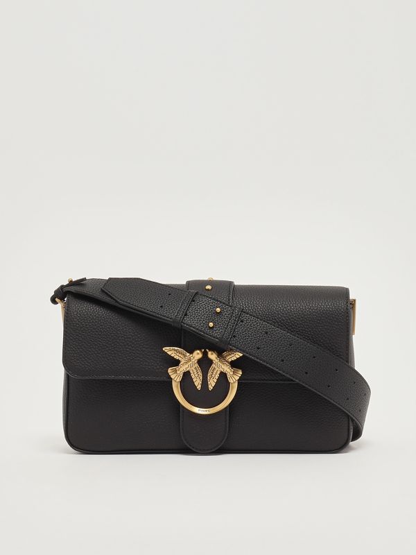 4. Love One Classic Slouchy grained leather bag for women Black Pinko 104524a2ox