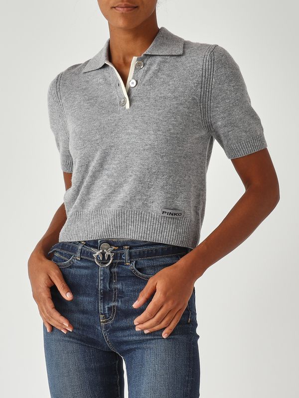 5. Gorgona merino wool and cashmere polo shirt for women Grey Pinko 105450a2q9