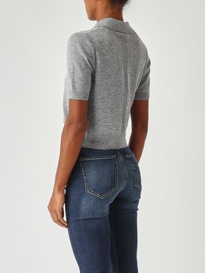 4. Gorgona merino wool and cashmere polo shirt for women Grey