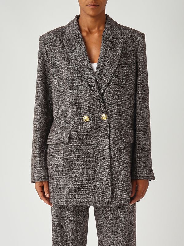 1. Blazer de mujer Gnocchetto de franela Marrón-Negro Pinko 105650a2sk