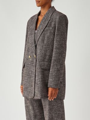 3. Blazer de mujer Gnocchetto de franela Marrón-Negro