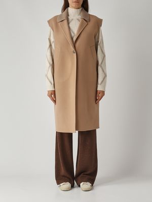 Gilet lungo donna in lana Camel Gran Sasso