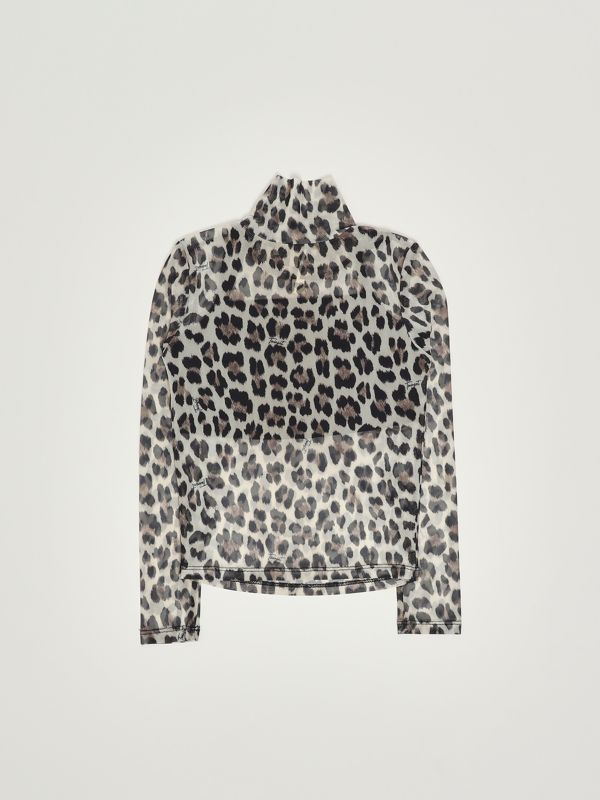 2. Modell eines Mädchens aus Cady-Stoff Schwarzer Leopard Twinset 252gj2351