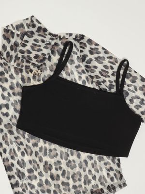 3. Modell eines Mädchens aus Cady-Stoff Schwarzer Leopard
