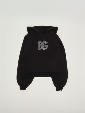 Felpa bambina in cotone Nero Dolce e Gabbana