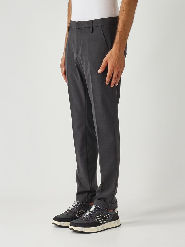 2. Pantalon Gaubert slim fit en toile de laine vierge bi-extensible pour homme Gris Dondup up235ts0009uxxxdu