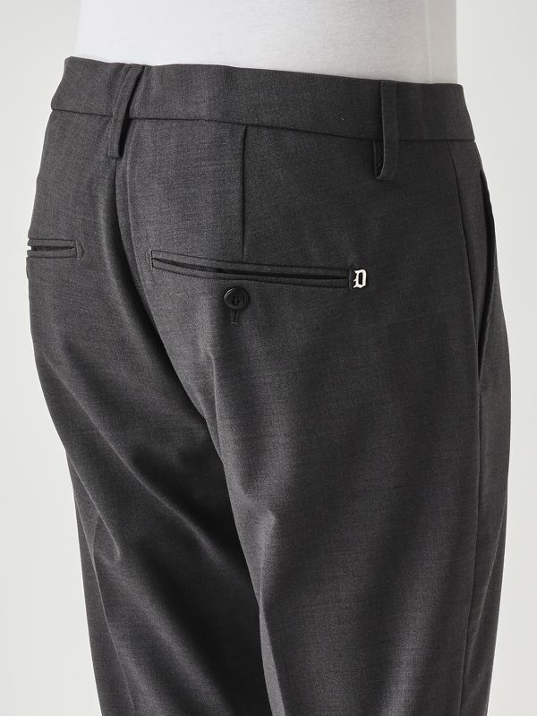 4. Pantalon Gaubert slim fit en toile de laine vierge bi-extensible pour homme Gris Dondup up235ts0009uxxxdu