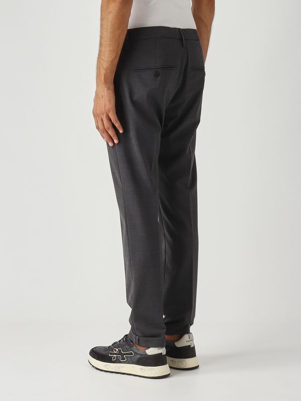 3. Pantalon Gaubert slim fit en toile de laine vierge bi-extensible pour homme Gris Dondup up235ts0009uxxxdu