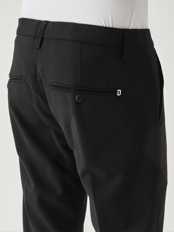 4. Pantalon Gaubert slim fit en toile de laine vierge bi-extensible pour homme Noir Dondup up235ts0009uxxxdu