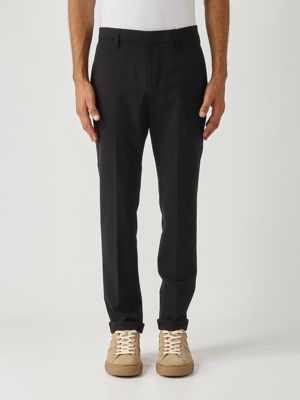 Gaubert slim fit bistretch virgin wool canvas trousers for men Black Dondup