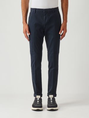 Gaubert slim fit stretch cotton gabardine trousers for men Blue Dondup