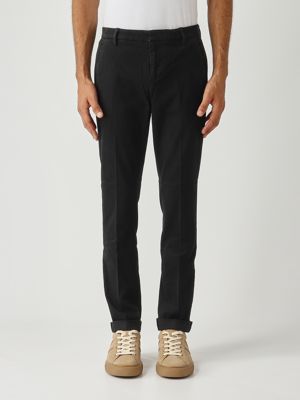 Gaubert slim fit stretch cotton gabardine trousers for men Black Dondup