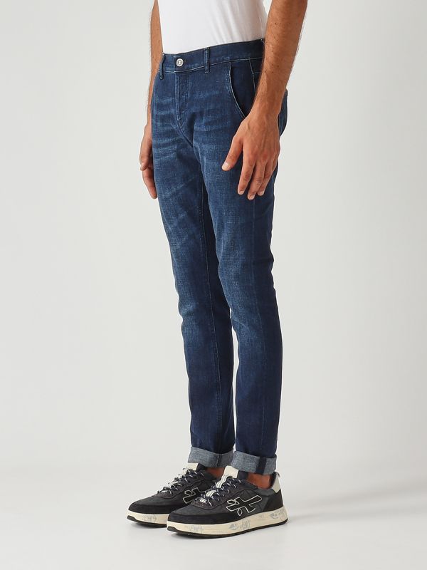 2. Konor skinny fit left hand stretch denim jeans for men Blue Denim Dondup up439ds0345ulg8du