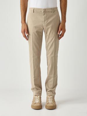 Spiritissimo slim fit stretch cotton weave trousers for men Beige Dondup