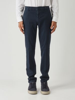 Spiritissimo slim fit stretch cotton weave trousers for men Navy Dondup