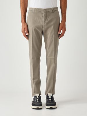 Spiritissimo slim fit stretch cotton weave trousers for men Dove grey Dondup