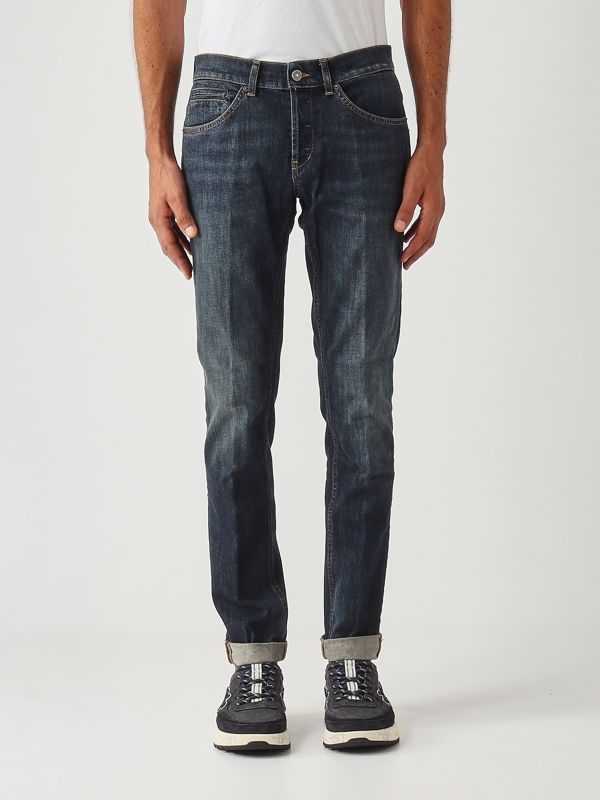 1. Jeans uomo George skinny fit in denim stretch 11.5 OZ Denim Scuro Dondup up232ds0257ulh2du