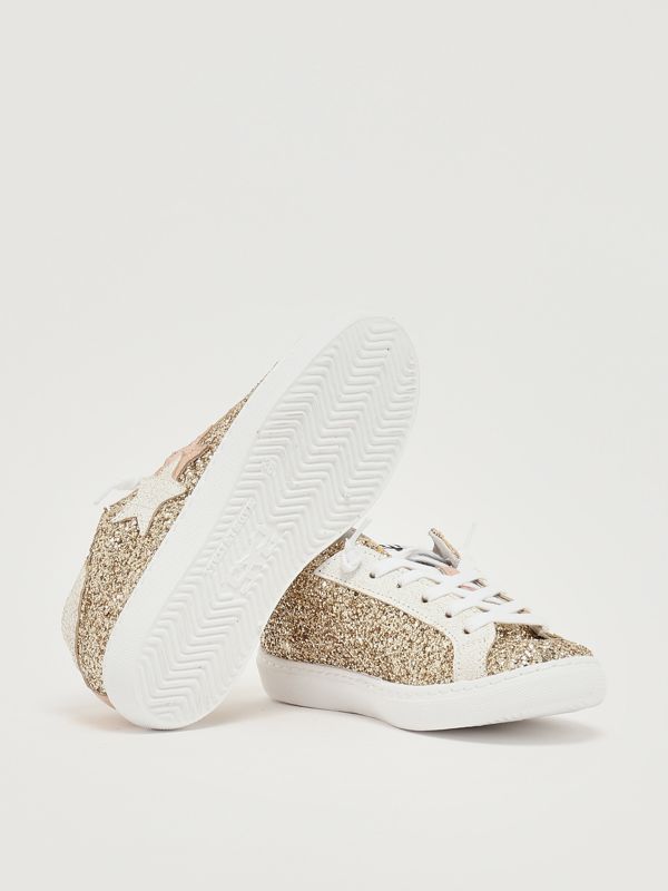 4. Lederturnschuhe für Mädchen Gold-Glitzer 2Star 2sb3357