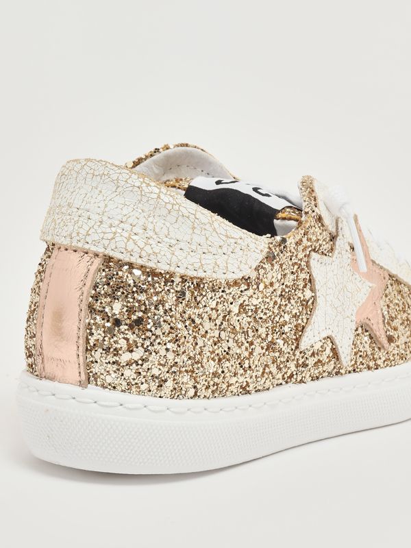 5. Lederturnschuhe für Mädchen Gold-Glitzer 2Star 2sb3357