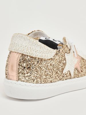 5. Lederturnschuhe für Mädchen Gold-Glitzer