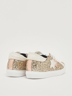 3. Lederturnschuhe für Mädchen Gold-Glitzer