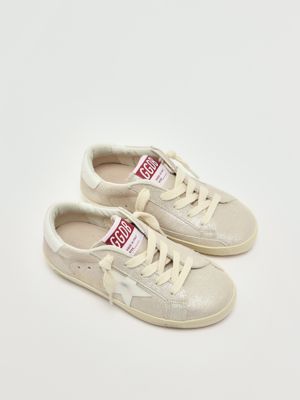 2. Super Star laminated leather sneakers for girls Sand-White
